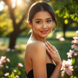 An elegant and artistic depiction of an Asian woman, celebrating beauty and grace