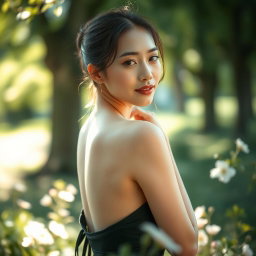 An elegant and artistic depiction of an Asian woman, celebrating beauty and grace