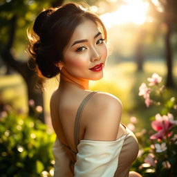 An elegant and artistic depiction of an Asian woman, celebrating beauty and grace