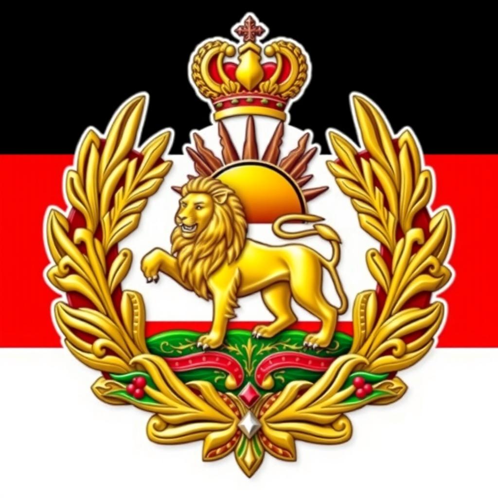 A detailed and ornate rank shoulder badge for the title 'General of the Armed Forces of the Republic of Iran'