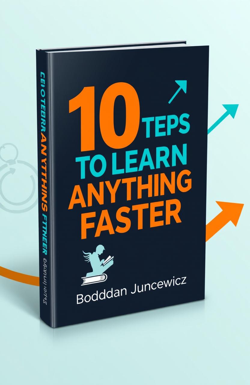 A book cover design for '10 Steps to Learn Anything Faster' by Bogdan Juncewicz