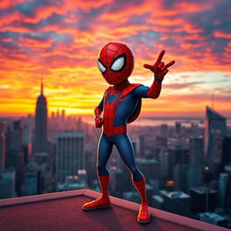 A whimsical and colorful image of a character inspired by Jannati, dressed in a Spider-Man costume