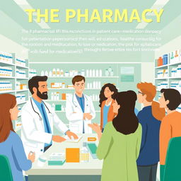 The role of the pharmacist in healthcare, emphasizing their responsibilities in patient care, medication dispensing, health consultations, and education on medications