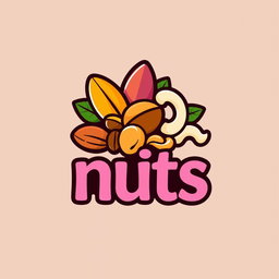 A modern and sleek logo design featuring a stylized depiction of nuts