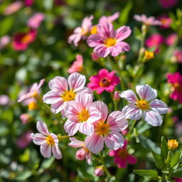 A vibrant, fresh background featuring the same delicate flowers from the provided picture, arranged in a realistic and natural setting