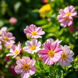 A vibrant, fresh background featuring the same delicate flowers from the provided picture, arranged in a realistic and natural setting