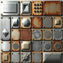 A collection of metallic panels arranged in an aesthetically pleasing layout