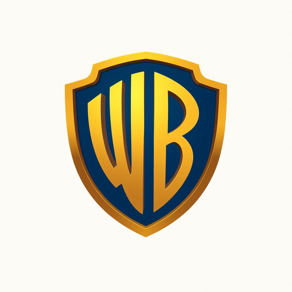 Stylized logo of Warner Bros, featuring a classic shield structure with a smooth and elegant 'W', incorporating curved and refined edges to create a romantic feel