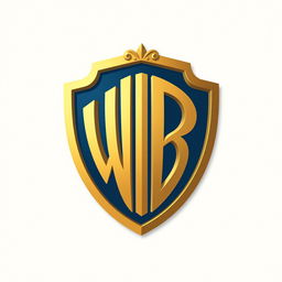 Stylized logo of Warner Bros, featuring a classic shield structure with a smooth and elegant 'W', incorporating curved and refined edges to create a romantic feel