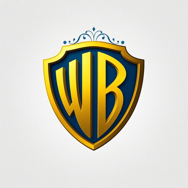 Stylized logo of Warner Bros, featuring a classic shield structure with a smooth and elegant 'W', incorporating curved and refined edges to create a romantic feel