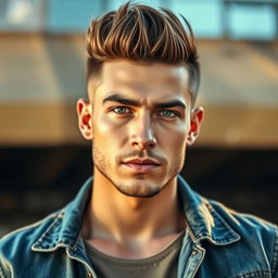 A portrait of a stylish man featuring a modern wolfcut hairstyle, showcasing the intricate layers and texture of the cut