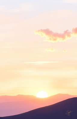 An art cover featuring a breathtaking sunrise scene created in soft pastel colors, with gentle brush strokes that give a freshly painted look