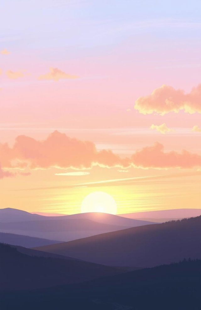 An art cover featuring a breathtaking sunrise scene created in soft pastel colors, with gentle brush strokes that give a freshly painted look
