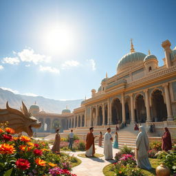 A highly detailed depiction of ancient Persia, showcasing its grandeur and cultural richness