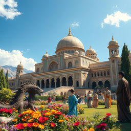 A highly detailed depiction of ancient Persia, showcasing its grandeur and cultural richness
