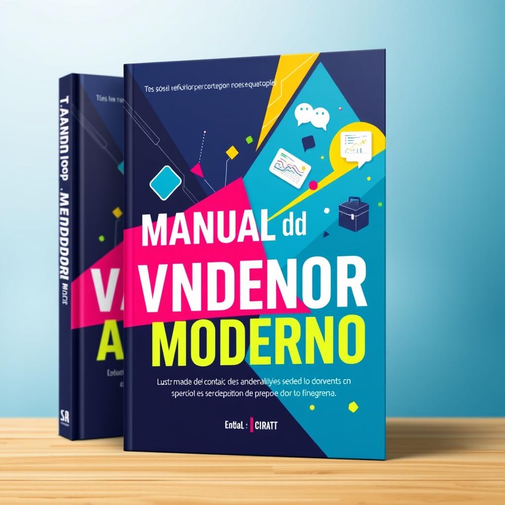 A modern and stylish book cover for 'Manual do Vendedor Moderno', featuring an abstract design with vibrant colors and dynamic shapes