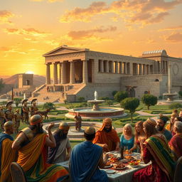 A grand depiction of the Persian Empire at its height, featuring the opulent architecture and vibrant culture of ancient Persia