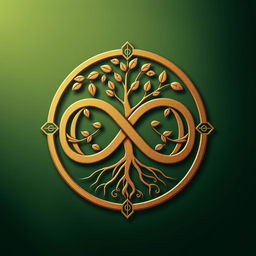 A powerful and intricate symbol representing the concept of infinite legacy, featuring an intertwined loop design that resembles both a infinity symbol and a tree of life