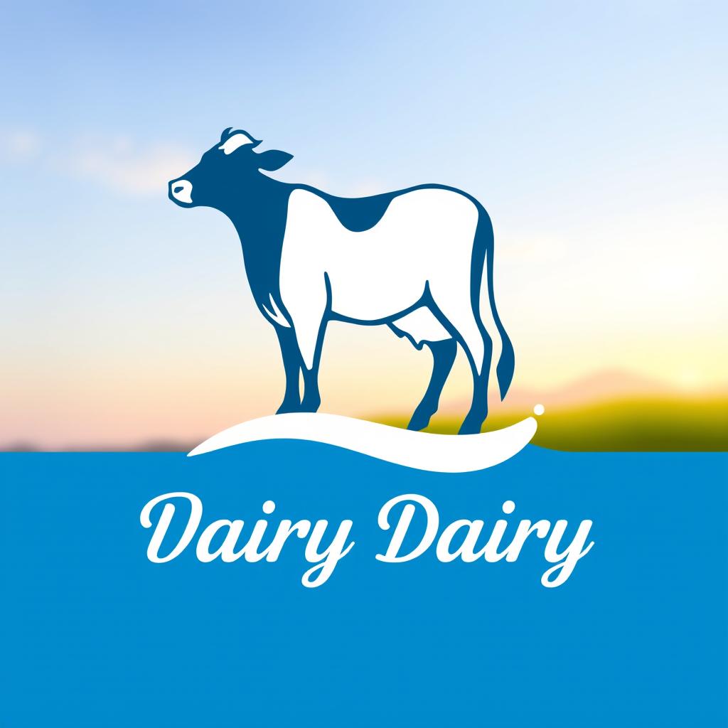 A modern and eye-catching logo for a dairy company, featuring a stylized cow silhouette and a splash of milk to represent freshness and quality