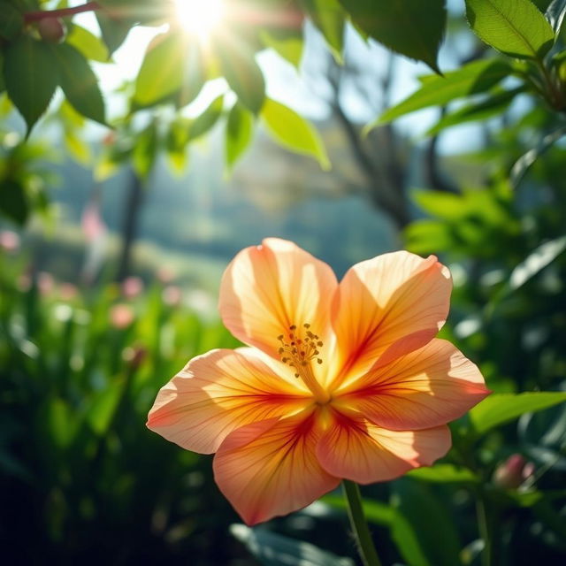 An elegant and vibrant flower surrounded by lush greenery, showcasing its delicate petals in full bloom