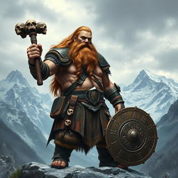 A realistic epic fantasy style image showcasing a long-bearded Dwarf warrior from Dungeons & Dragons