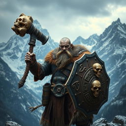 A realistic epic fantasy style image featuring a long-bearded Dwarf warrior from Dungeons & Dragons