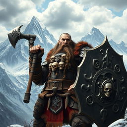 A realistic epic fantasy style image featuring a long-bearded Dwarf warrior from Dungeons & Dragons