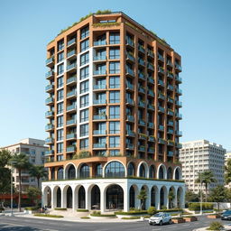 A dynamic 22-story residential tower combining six styles of Iranian architecture: Elamite (Chogha Zanbil Ziggurat), Achaemenid (Apadana Palace), Parthian (Taq Kasra), Isfahani (Ali Qapu), Qajar (Golestan Palace), and futuristic modern