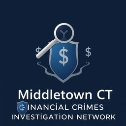 A sophisticated logo design representing the Middletown Connecticut Financial Crimes Investigation Network