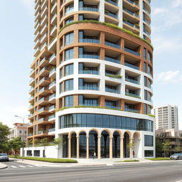 A 22-story residential tower with a dynamic form, combining six styles of Iranian architecture: Elamite (Chogha Zanbil Ziggurat), Achaemenid (Apadana Palace), Parthian (Taq Kasra), Isfahani (Ali Qapu), Qajar (Golestan Palace), and futuristic modern