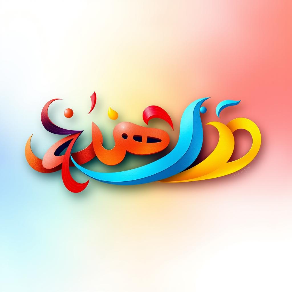 An abstract representation of the word 'خر' in a vibrant and colorful design