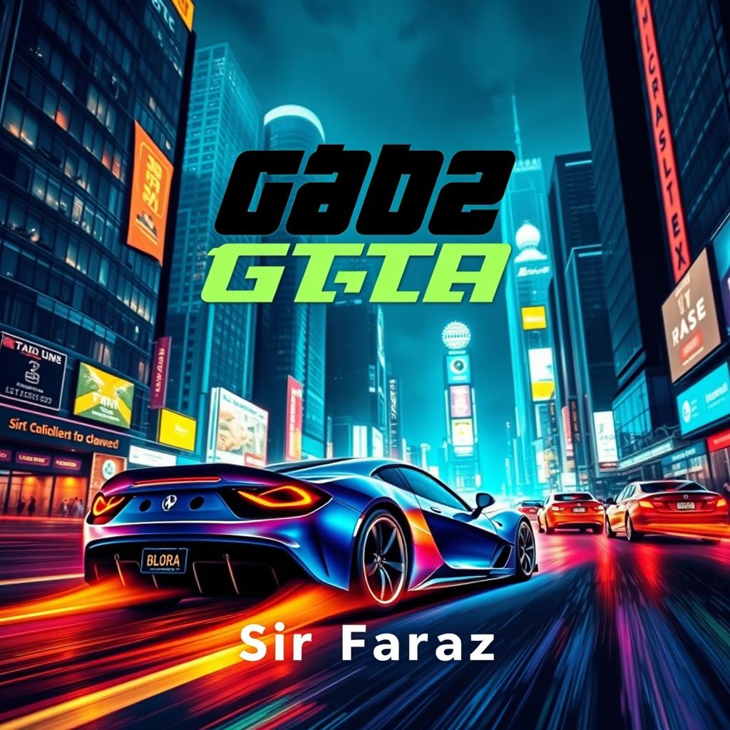 An eye-catching book cover for the title "GTA" by Sir Faraz 2025