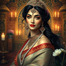 A stunning portrayal of a Hindu queen celebrating her beauty and femininity