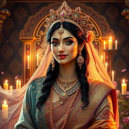 A stunning portrayal of a Hindu queen celebrating her beauty and femininity