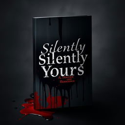 A gripping book cover design for a stalker dark romance theme, featuring a realistic depiction of spilled ink that cascades across the cover, creating a dramatic effect