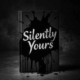 A gripping book cover design for a stalker dark romance theme, featuring a realistic depiction of spilled ink that cascades across the cover, creating a dramatic effect