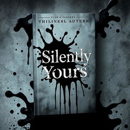 A gripping book cover design for a stalker dark romance theme, featuring a realistic depiction of spilled ink that cascades across the cover, creating a dramatic effect