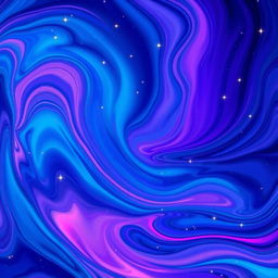 A stunning and vibrant abstract design featuring swirling colors of blue, purple, and pink, creating a cosmic feel with sparkling stars scattered throughout
