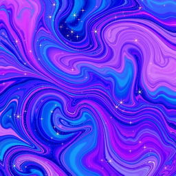 A stunning and vibrant abstract design featuring swirling colors of blue, purple, and pink, creating a cosmic feel with sparkling stars scattered throughout