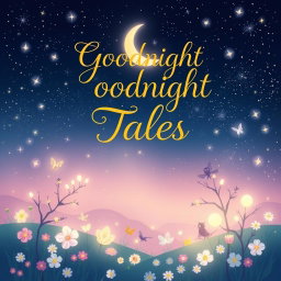A captivating book cover design for 'Goodnight Tales', featuring whimsical fantasy elements