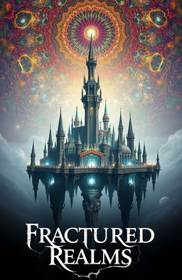 A vast, mystical floating city set in a lightless void, with a beautifully intricate architectural design featuring numerous spires and structures, all suspended in mid-air