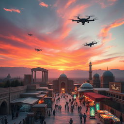 A futuristic, AI-generated landscape of Iran that captures the essence of its rich culture and history