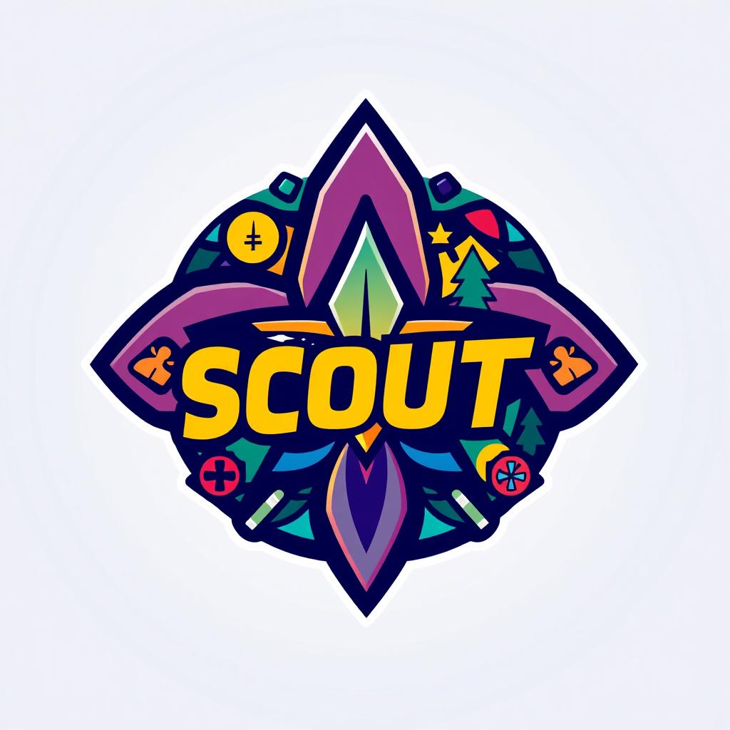 A logo design for a scout-themed game, inspired by the aesthetic of the Squid Game series