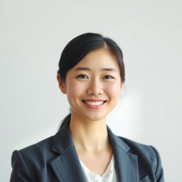 A professional portrait for an official cover, featuring a calm and serene individual