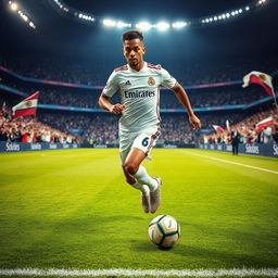 A dynamic and action-packed photograph of Vinicius Jr