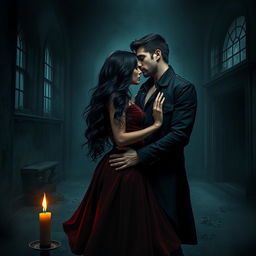 A realistic representation of a dark romance scene illustrating forbidden love