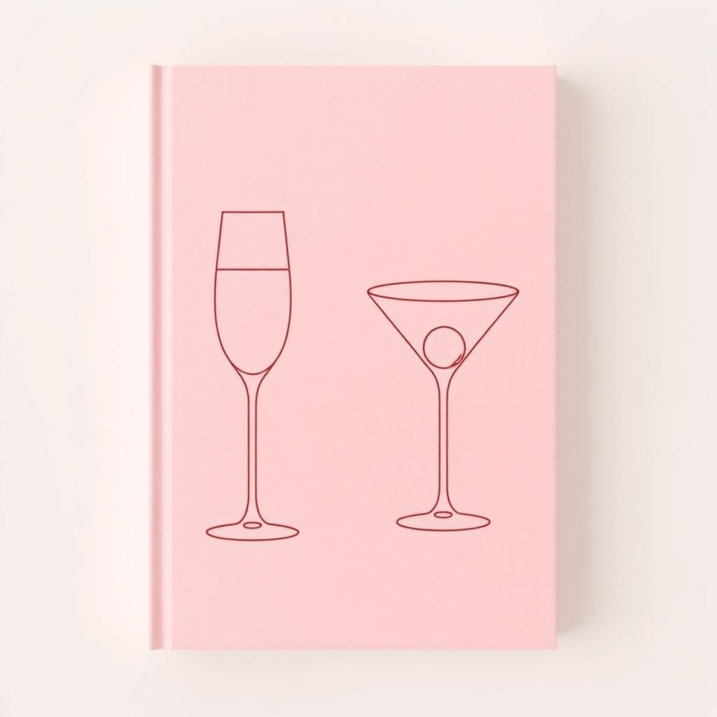 A stylish book cover featuring elegant line drawings of a coupette champagne glass and a low ball cocktail glass