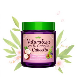 A beautifully crafted pre-poo oil treatment bottle designed for hair care, featuring a sleek and elegant glass container in a deep purple shade with a vibrant green cap