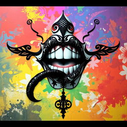 A surreal and stylized art piece featuring a striking exploration of contrast and form