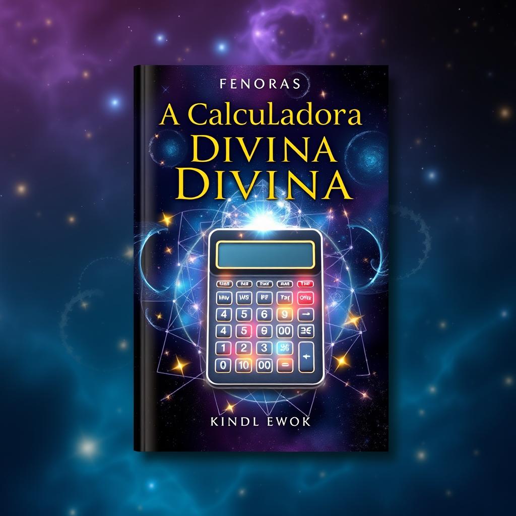 A captivating book cover design for a Kindle eBook titled 'A Calculadora Divina' with a frontal view